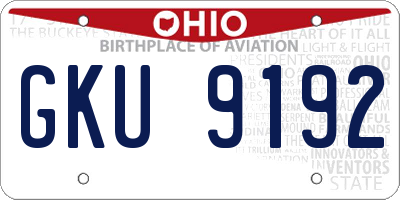 OH license plate GKU9192