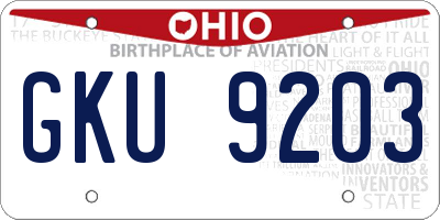 OH license plate GKU9203