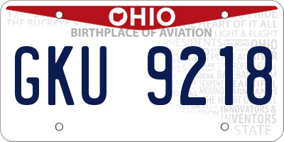 OH license plate GKU9218