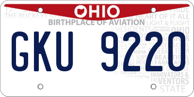 OH license plate GKU9220