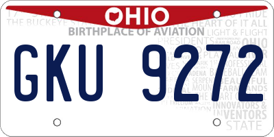 OH license plate GKU9272