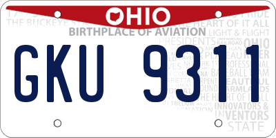 OH license plate GKU9311