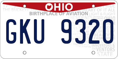 OH license plate GKU9320