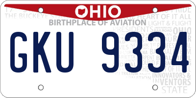 OH license plate GKU9334