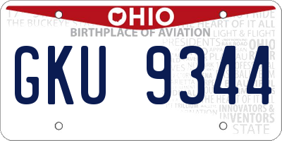 OH license plate GKU9344
