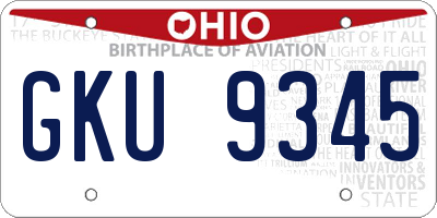 OH license plate GKU9345