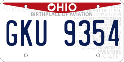 OH license plate GKU9354