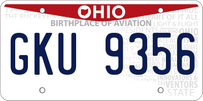 OH license plate GKU9356