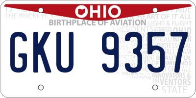 OH license plate GKU9357