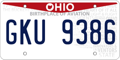 OH license plate GKU9386