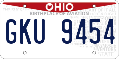 OH license plate GKU9454