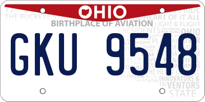 OH license plate GKU9548