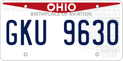 OH license plate GKU9630