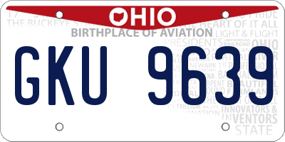 OH license plate GKU9639