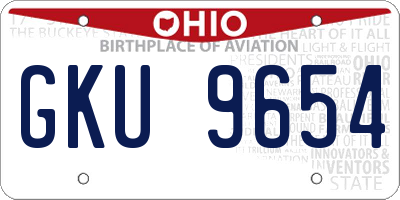 OH license plate GKU9654