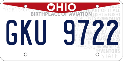 OH license plate GKU9722