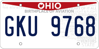 OH license plate GKU9768