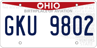 OH license plate GKU9802