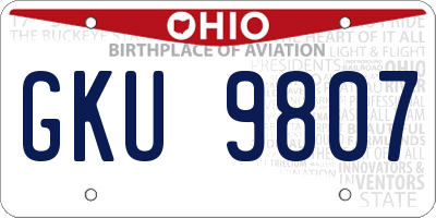 OH license plate GKU9807