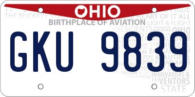 OH license plate GKU9839