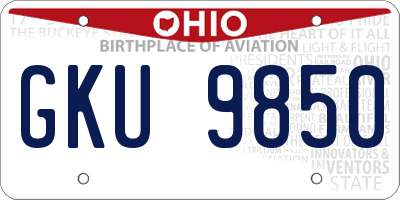 OH license plate GKU9850