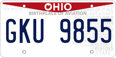 OH license plate GKU9855
