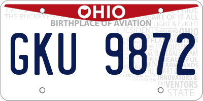 OH license plate GKU9872