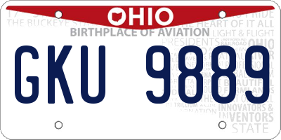 OH license plate GKU9889