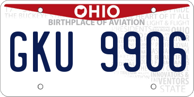 OH license plate GKU9906
