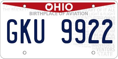 OH license plate GKU9922