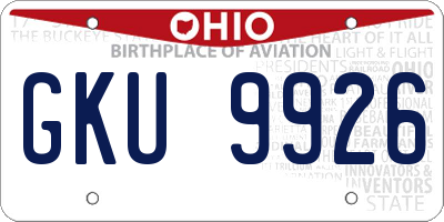 OH license plate GKU9926