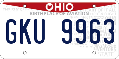OH license plate GKU9963