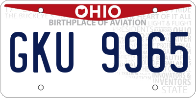 OH license plate GKU9965