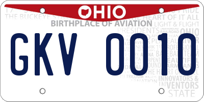 OH license plate GKV0010