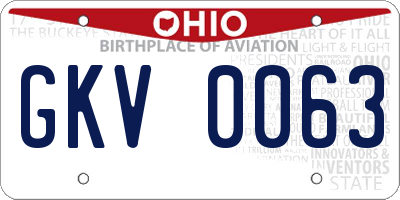 OH license plate GKV0063