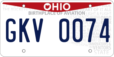 OH license plate GKV0074