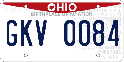 OH license plate GKV0084