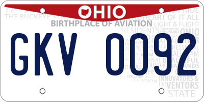 OH license plate GKV0092