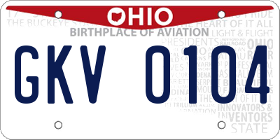 OH license plate GKV0104