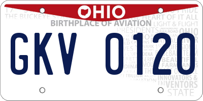 OH license plate GKV0120