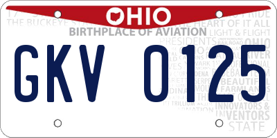 OH license plate GKV0125