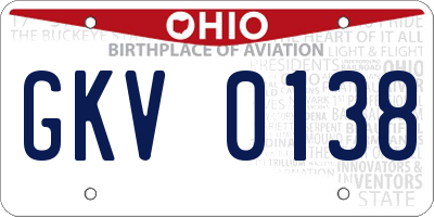 OH license plate GKV0138