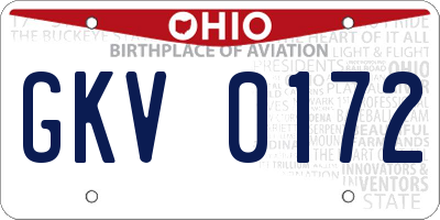 OH license plate GKV0172