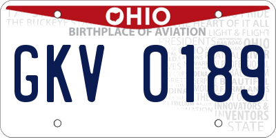 OH license plate GKV0189
