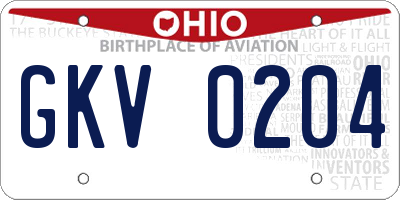 OH license plate GKV0204