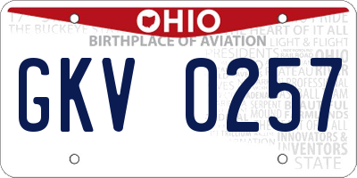 OH license plate GKV0257