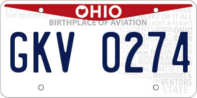 OH license plate GKV0274