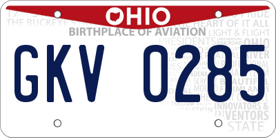 OH license plate GKV0285