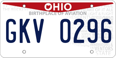 OH license plate GKV0296