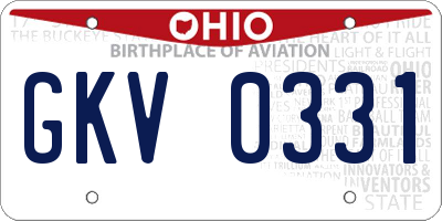 OH license plate GKV0331
